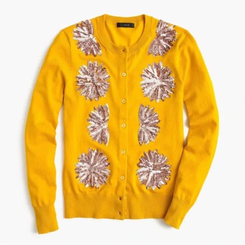 Marigold Cardigan with Rose Gold Sequins, JCREW